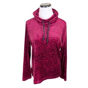 Nicole Miller Soft Plush Cowl Neck Pullover Sweater Pink Multicolor Size Small